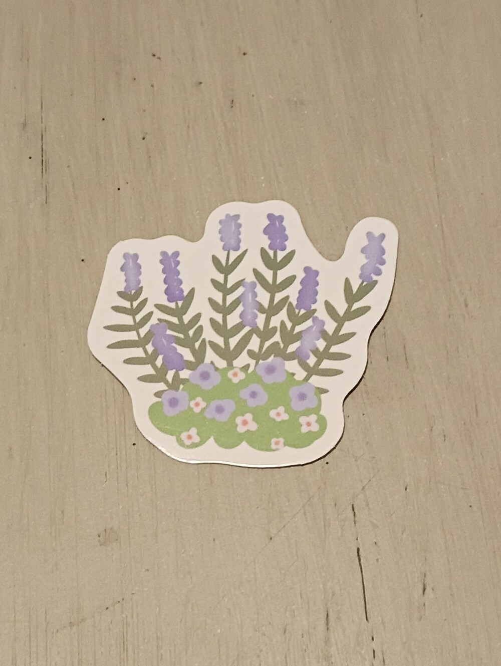 10/$10 Sticker Decal - Purple & White Flowers - Green Leaves & Grass - Brand New